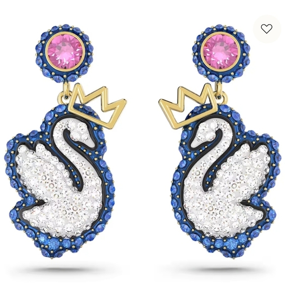 🔹️SWAROVSKI 🔹️- blue Swan Drop gold tone plated Earrings SOLD OUT ONLINE!!! - Picture 1 of 5